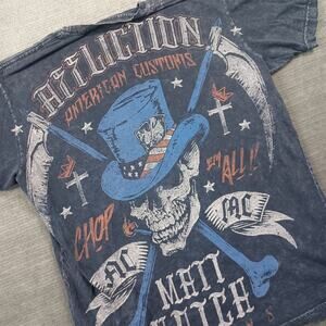 Vintage Affliction Y2K Shirt Mens M Black Matt Hotch Faded Distressed Goth Skull
